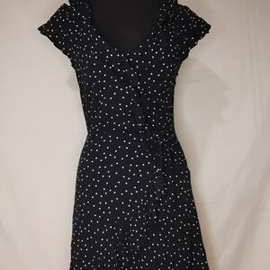 American Eagle Outfitters Black and White Polka Dot Midi Dress